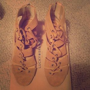 Lucky Brand suede lace-up sandal booties